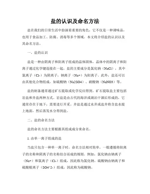 盐的认识及命名方法