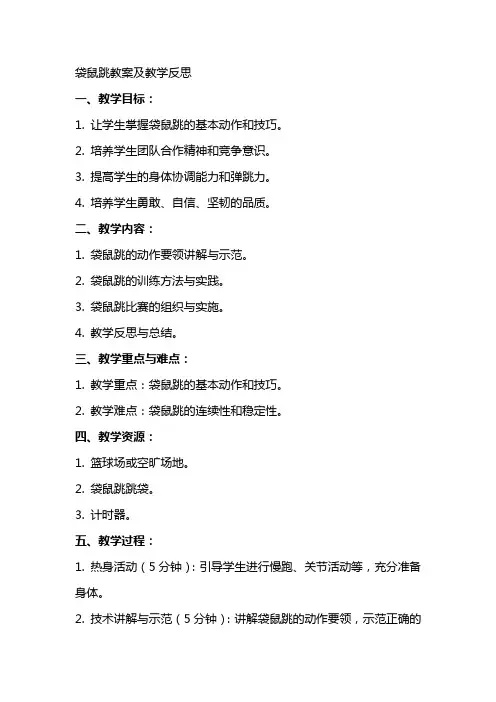 袋鼠跳教案及教学反思
