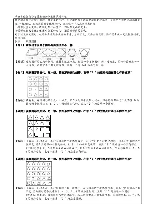 事业单位招聘公务员基础知识看图找规律题