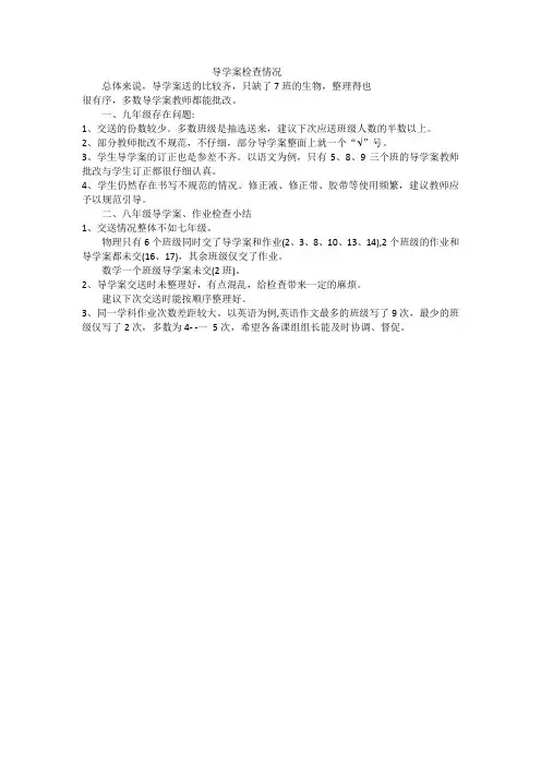 导学案检查情况
