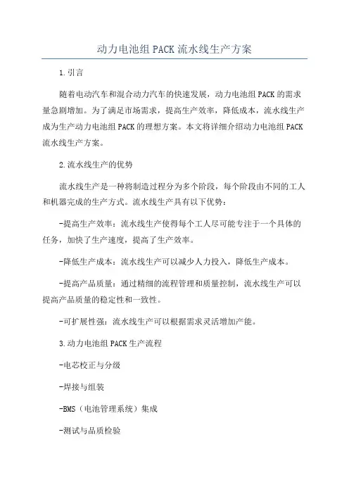 动力电池组PACK流水线生产方案