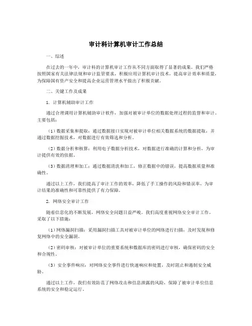 审计科计算机审计工作总结