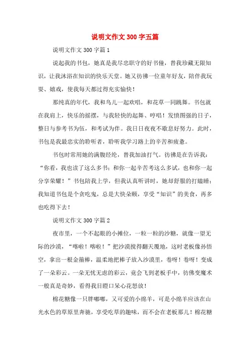 说明文作文300字五篇