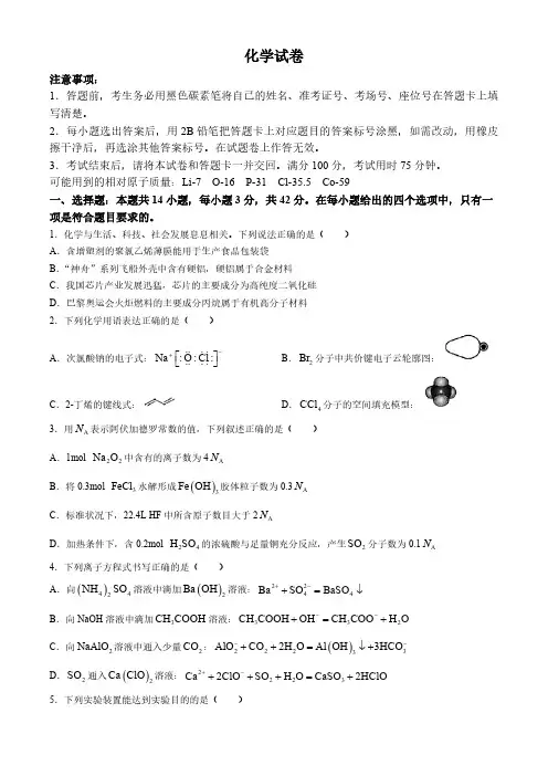 重庆市第八中学校2024-2025学年高三上学期开学考试化学试题(含解析)