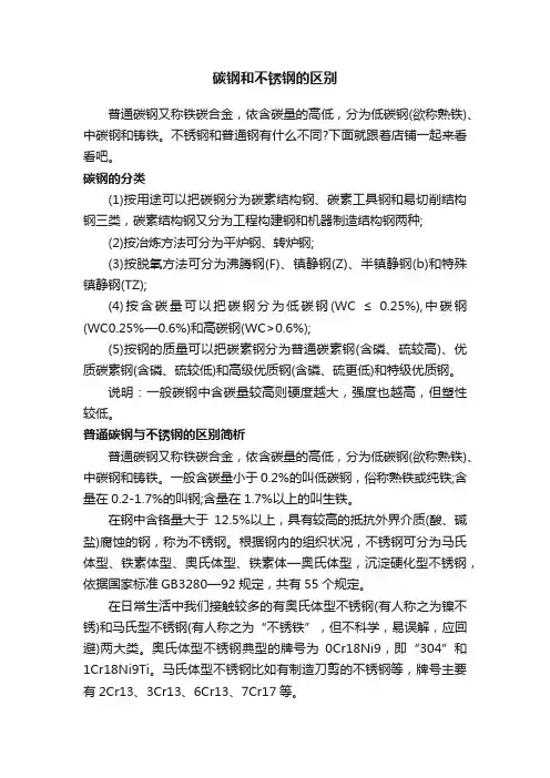 碳钢和不锈钢的区别