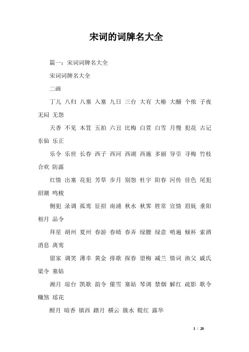 宋词的词牌名大全