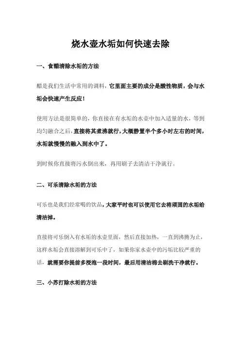 烧水壶水垢如何快速去除
