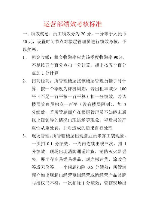 运营部绩效考核标准