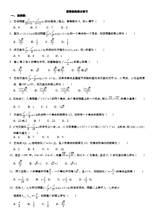 圆锥曲线综合练习题有答案资料全
