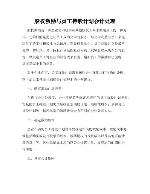股权激励与员工持股计划会计处理