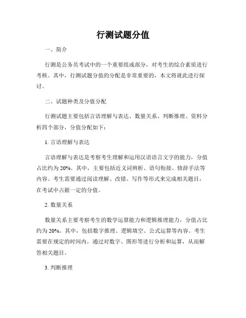行测试题分值