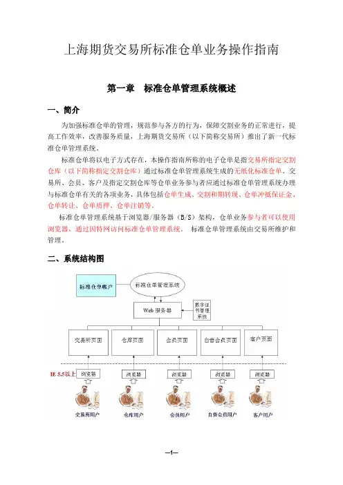 上海期货交易所标准仓单业务操作指南