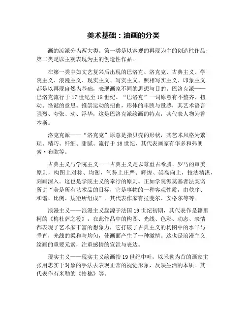 美术基础：油画的分类