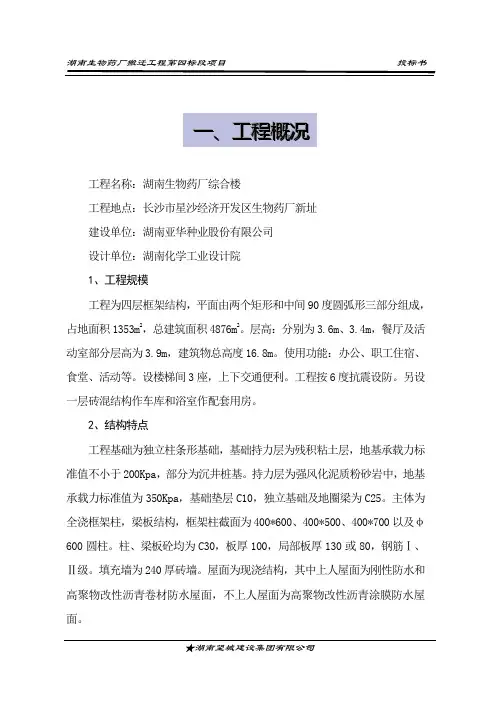 施工组织设计—生物药厂四标段