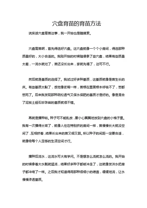 穴盘育苗的育苗方法