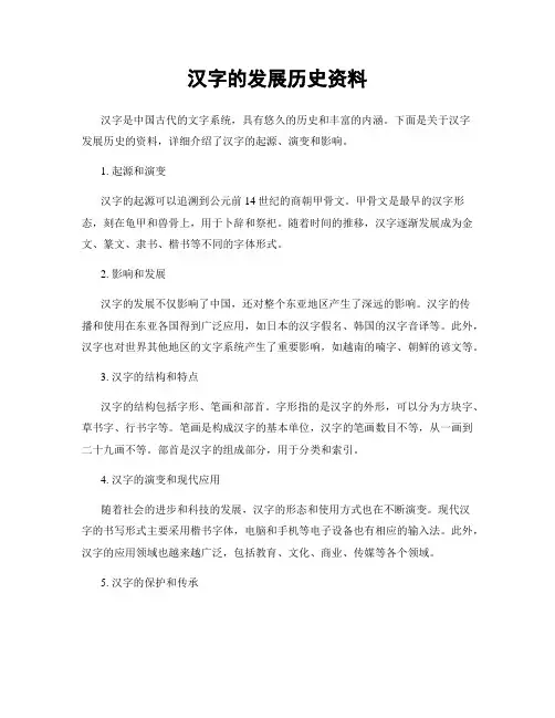 汉字的发展历史资料