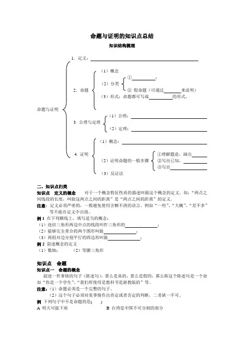 命题与证明的知识点总结