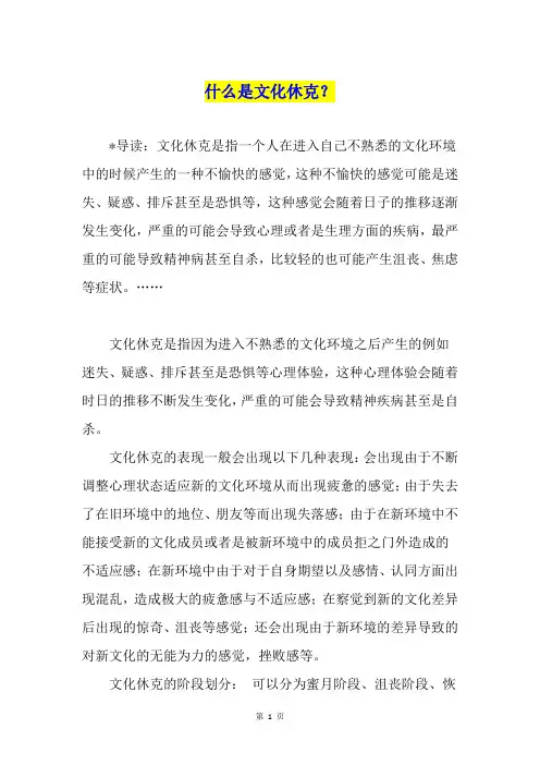 什么是文化休克？