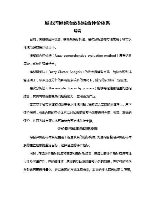 城市河道整治效果综合评价体系
