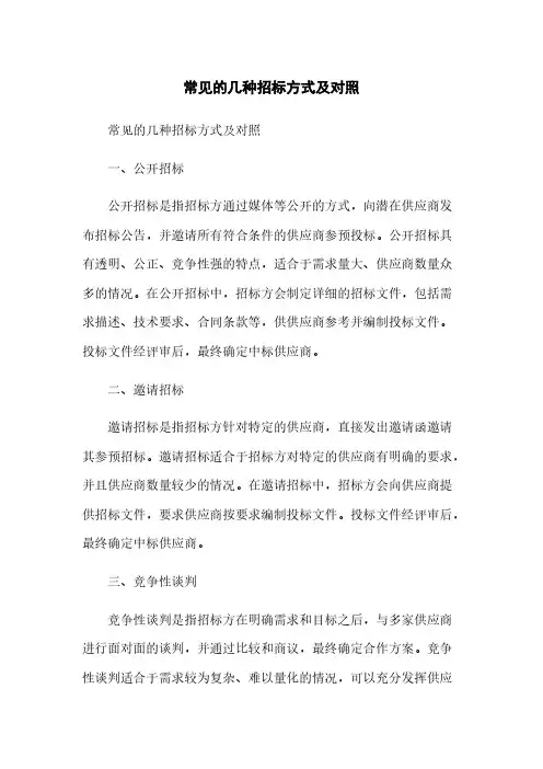 常见的几种招标方式及对比