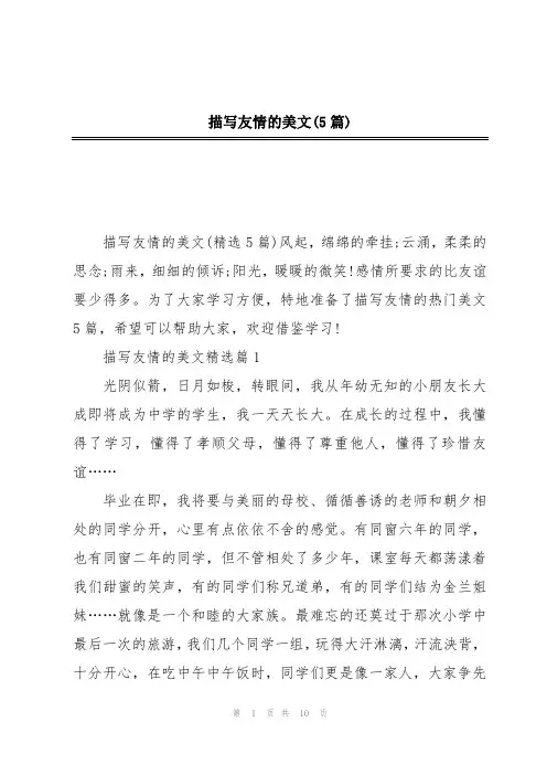 描写友情的美文(5篇)