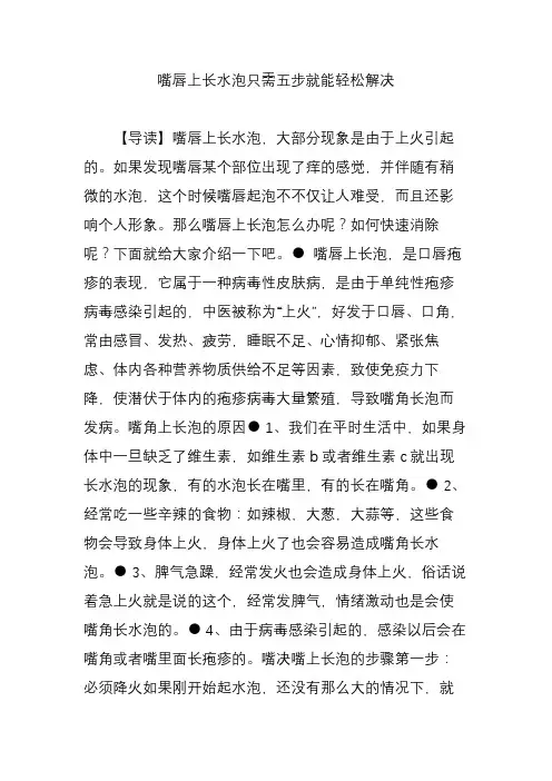 嘴唇上长水泡只需五步就能轻松解决