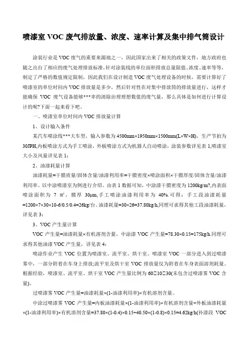 喷漆室VOC废气排放量、浓度、速率计算及集中排气筒设计
