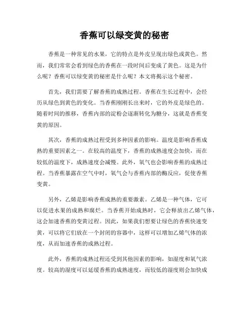 香蕉可以绿变黄的秘密