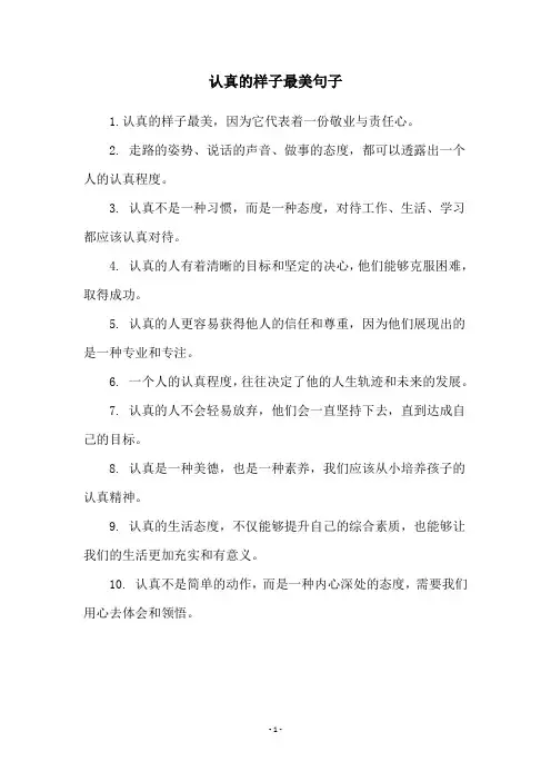 认真的样子最美句子