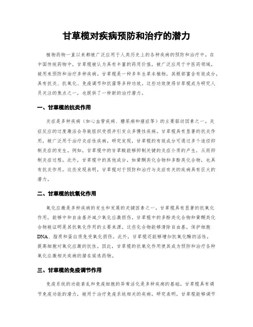 甘草榄对疾病预防和治疗的潜力