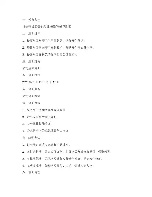 培训教案案例分析模板范文