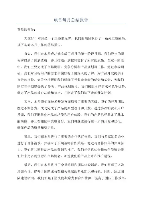 项目每月总结报告
