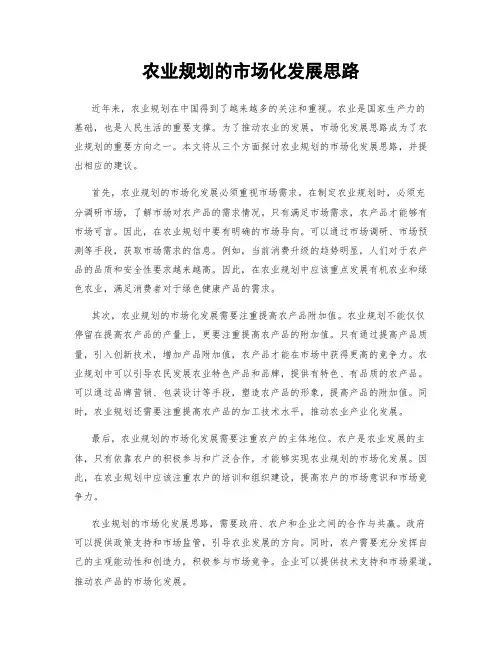 农业规划的市场化发展思路