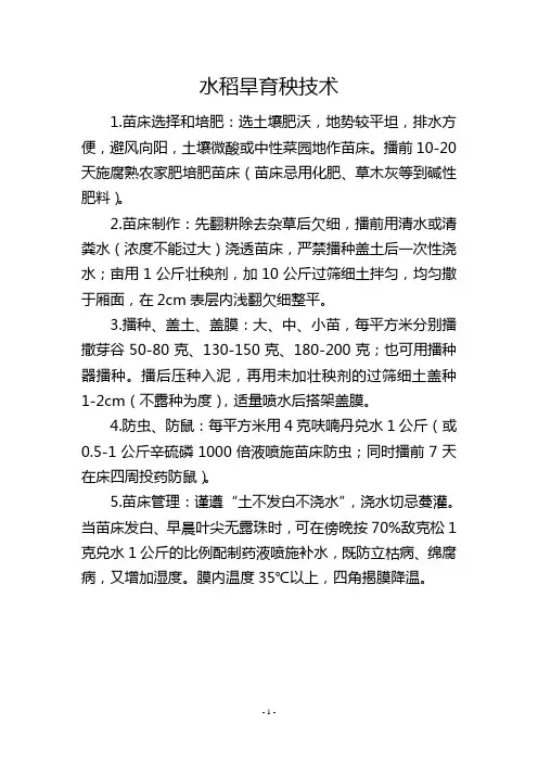 水稻旱育秧技术