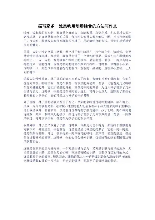 描写家乡一处景物用动静结合的方法写作文