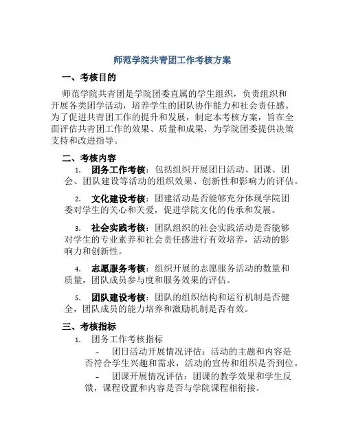 师范学院共青团工作考核方案