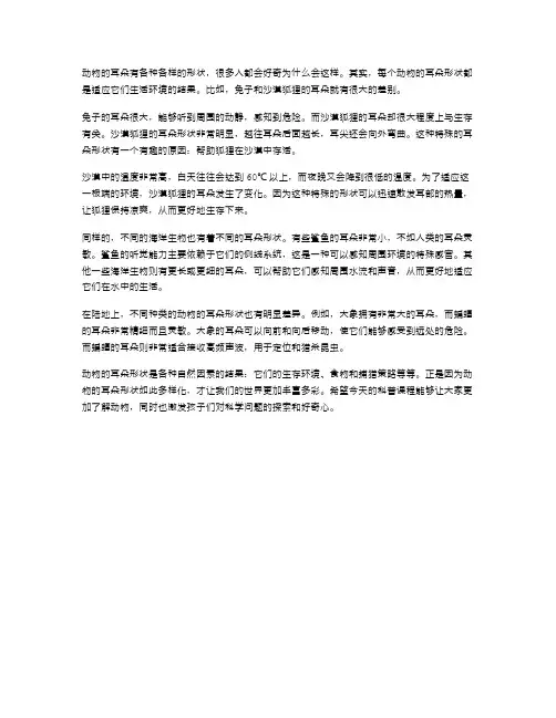儿童科普：为什么动物的耳朵有不同形状？——大班科学教案