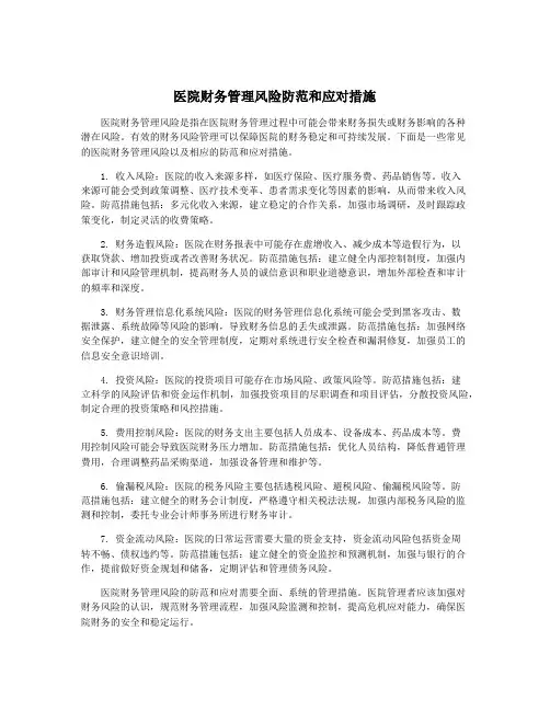 医院财务管理风险防范和应对措施