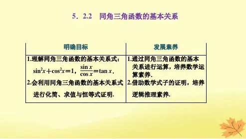 新教材高中数学第五章三角函数的概念：同角三角函数的基本关系pptx课件新人教A版必修第一册