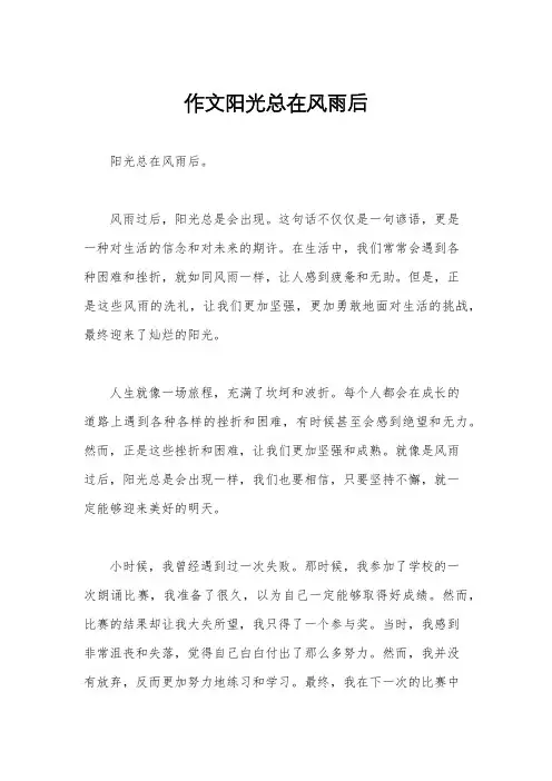 作文阳光总在风雨后