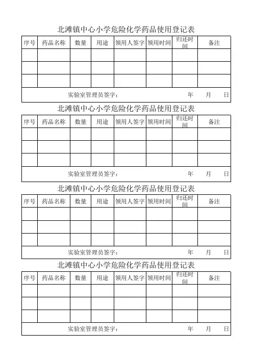 实验室危险药品使用登记表