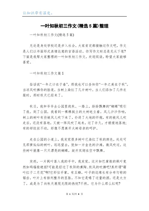 一叶知秋初三作文(精选5篇)整理