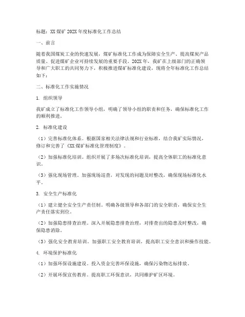 煤矿标准化总结范文模板