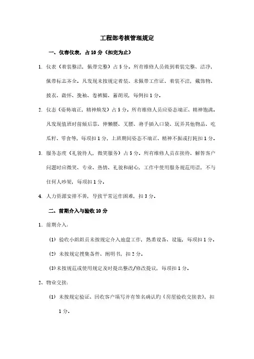 工程部考核管理规定
