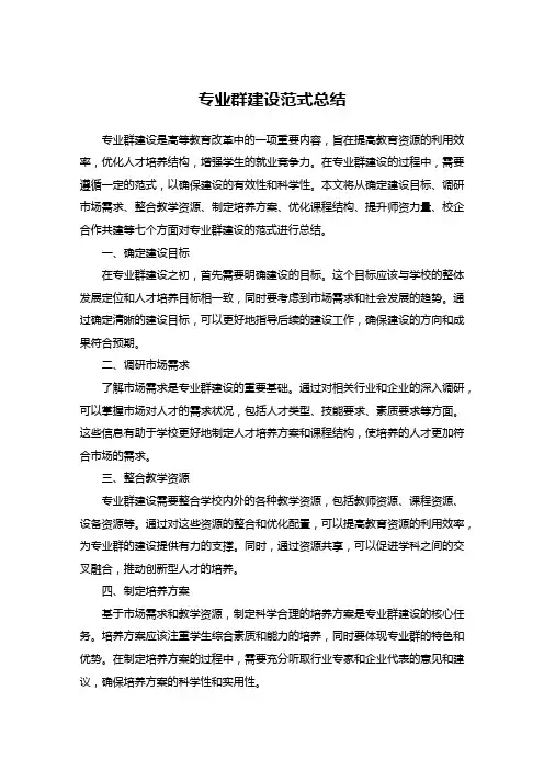 专业群建设范式总结