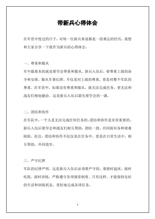 带新兵心得体会