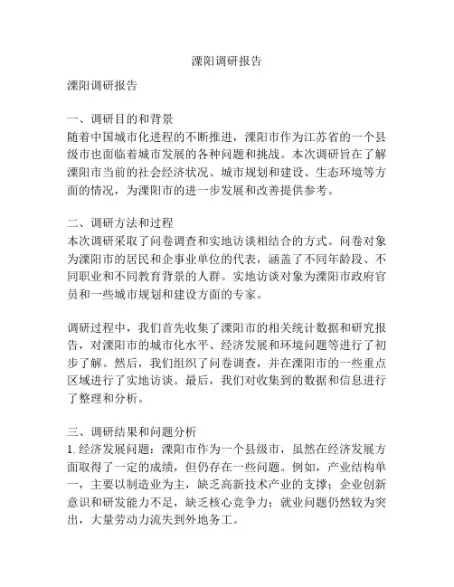 溧阳调研报告