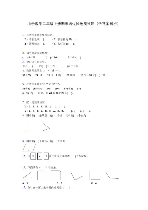 小学数学二年级上册期末培优试卷测试题(含答案解析)