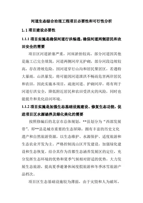 河道生态综合治理工程项目必要性和可行性分析