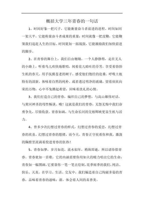 概括大学三年青春的一句话